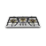 Hanco Regular Hob Stainless Steel Body Model 784 3 Burner, 800 mm, Steel, Heavy D Shape Grill, 3 Big Brass Burner.