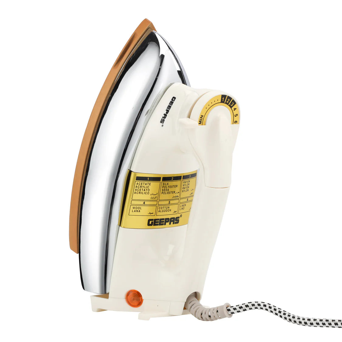 Geepas Heavy Weight Dry Iron - Non Stick Sole Plate, Temperature Control, Indicator Lights, Overheat Protected | Ideal for Perfect Ironing for All Fabrics