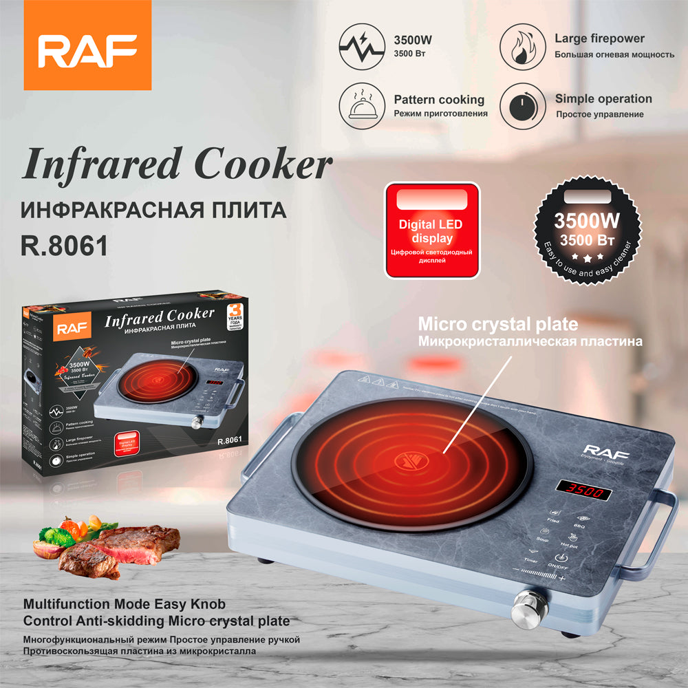 RAF R.8061 Wholesale Single Infrared Electric Cooker Metal Cook Top for Kitchen Hotel Use Featuring Fry Capability