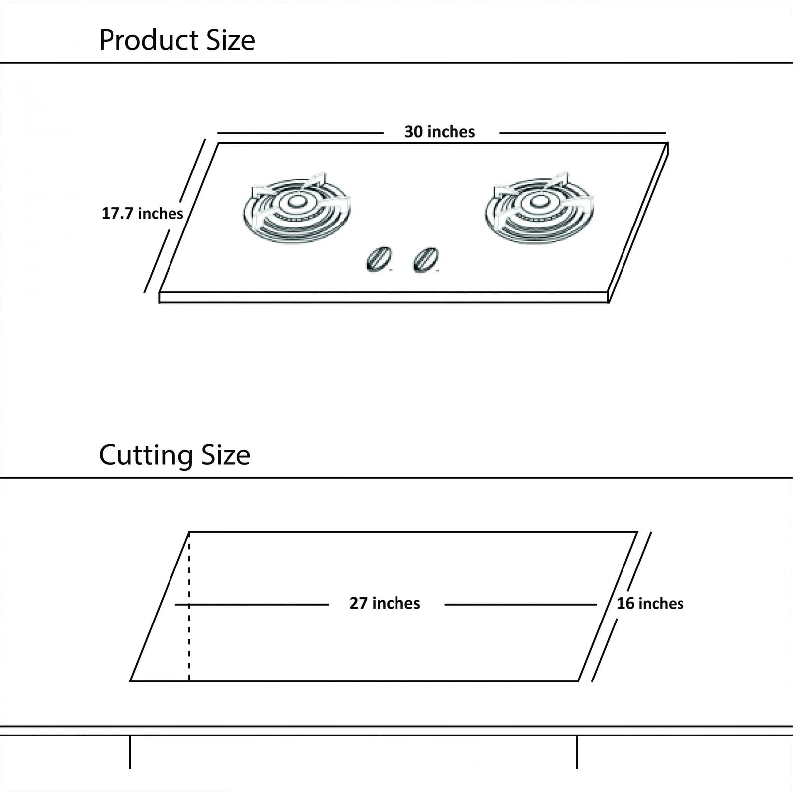 Hanco HH-T760FB 3 Burner, 760 mm, Black Steel, Square Heavy Grill, Sabaf Burner. Heavy Grill