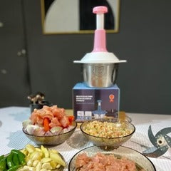 2.0 Litre 4 Blades Meat and Vegetable Push Chopper with Stainless Steel Bowl
