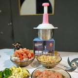 2.0 Litre 4 Blades Meat and Vegetable Push Chopper with Stainless Steel Bowl