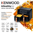 KENWOOD Digital Twin Air Fryer HFP70.000BK - 8 Liters (4L + 4L) Capacity