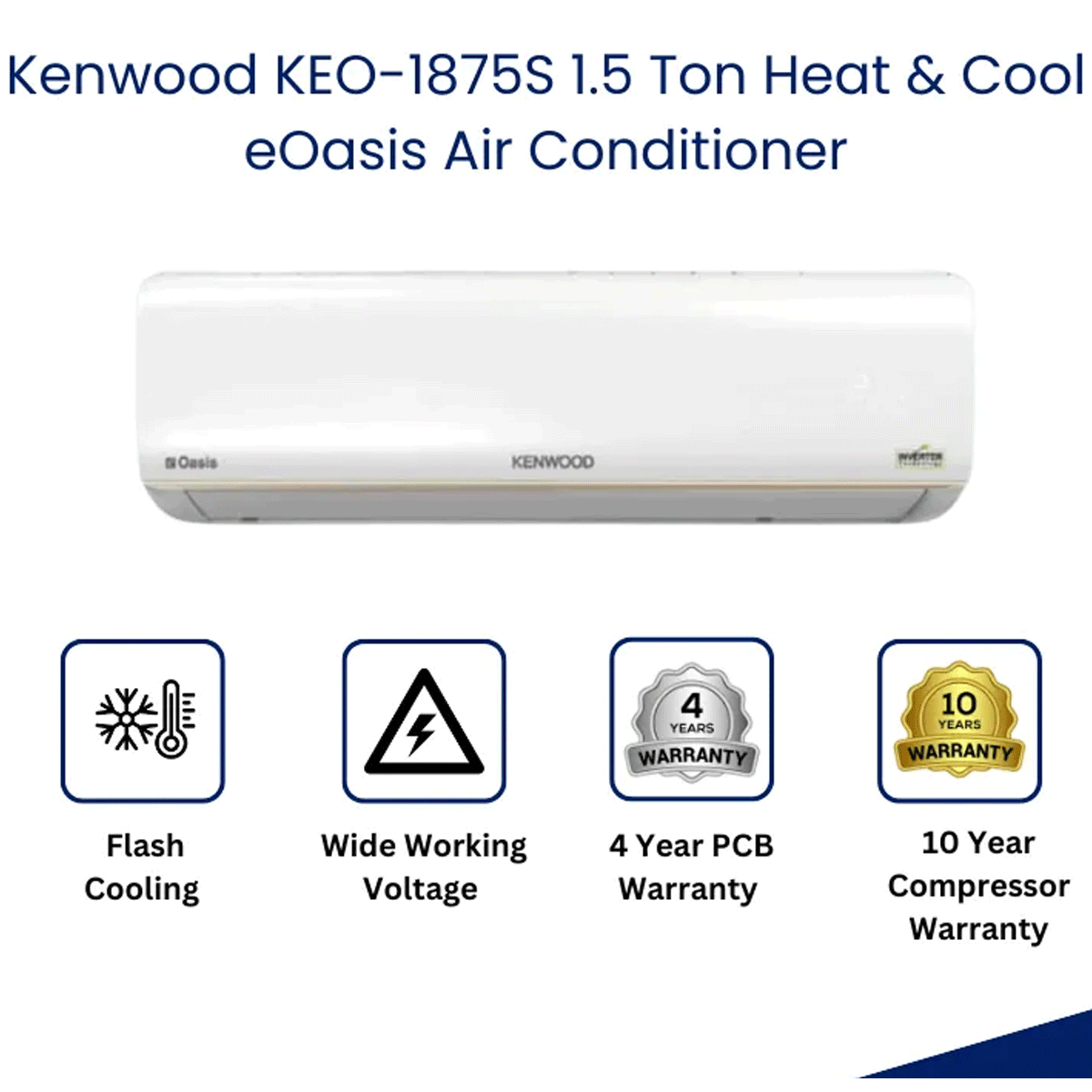 Kenwood KEO-1875S air conditioner with features and warranties 