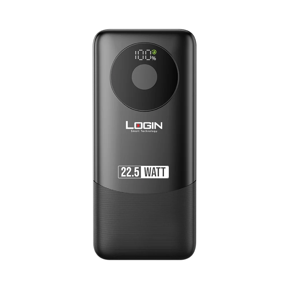 Login L-709 Voltra | 10000mAh 22.5W | Attached Cable PD & Lightning - Black