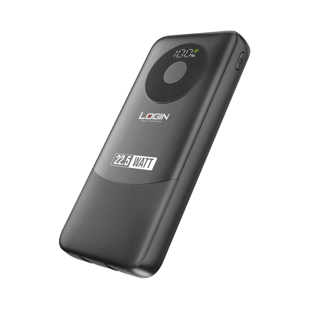 Login L-709 Voltra | 10000mAh 22.5W | Attached Cable PD & Lightning - Black