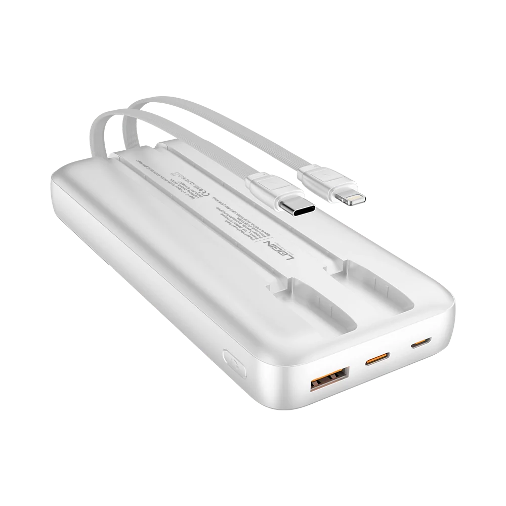 Login L-709 Voltra | 10000mAh 22.5W | Attached Cable PD & Lightning - White