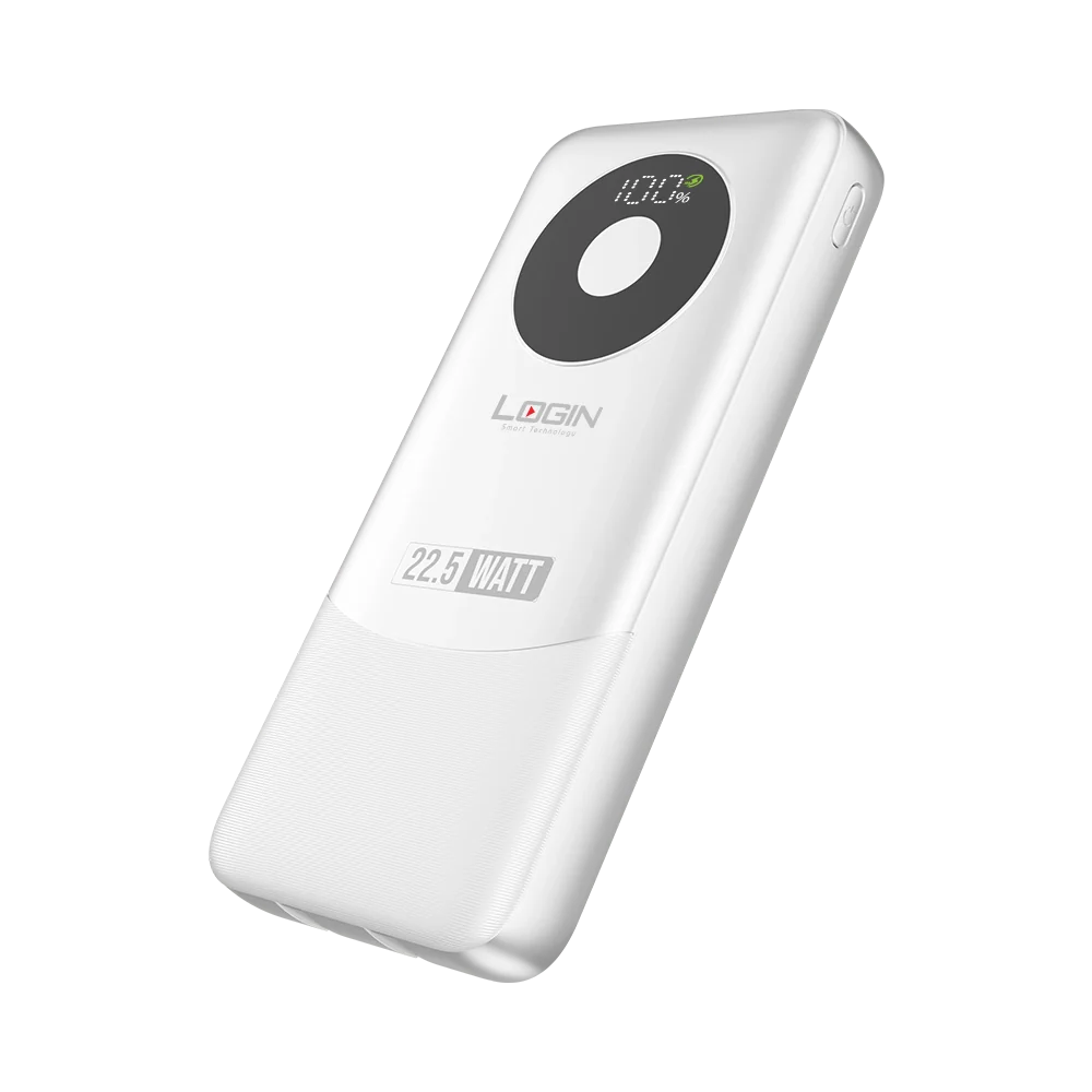 Login L-709 Voltra | 10000mAh 22.5W | Attached Cable PD & Lightning - White