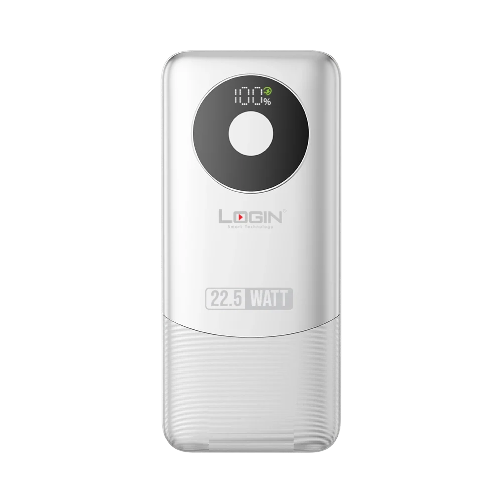 Login L-709 Voltra | 10000mAh 22.5W | Attached Cable PD & Lightning - White