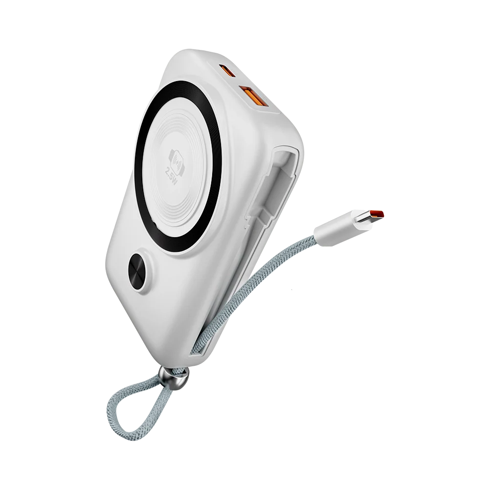 Login L-711 Magcore | 10000mAh 22.5W | 15W Magsafe | Attached PD Cable - White