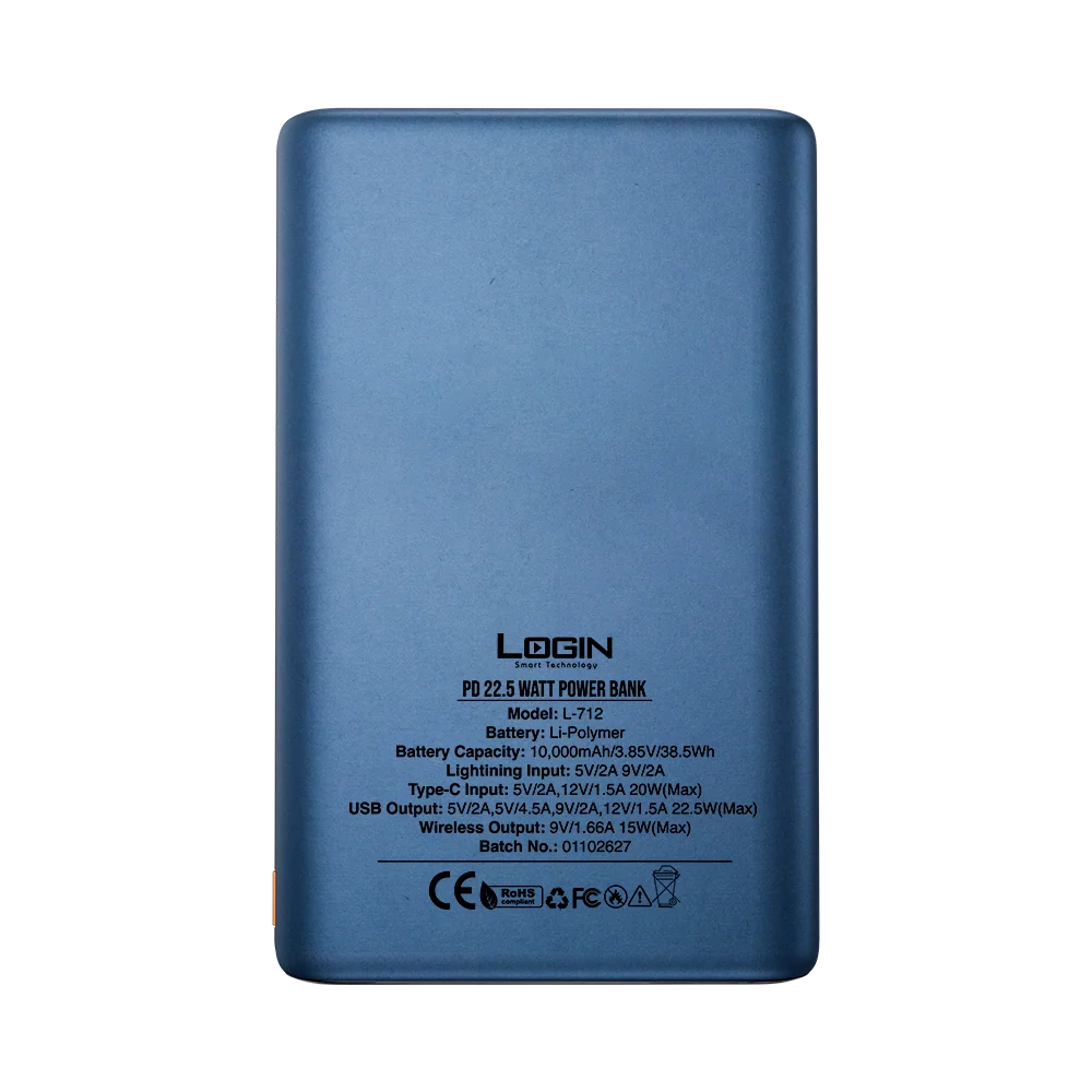 Login L-712 Magna | 10000mAh 22.5W | 15W Magsafe | Digital Display - Darkblue