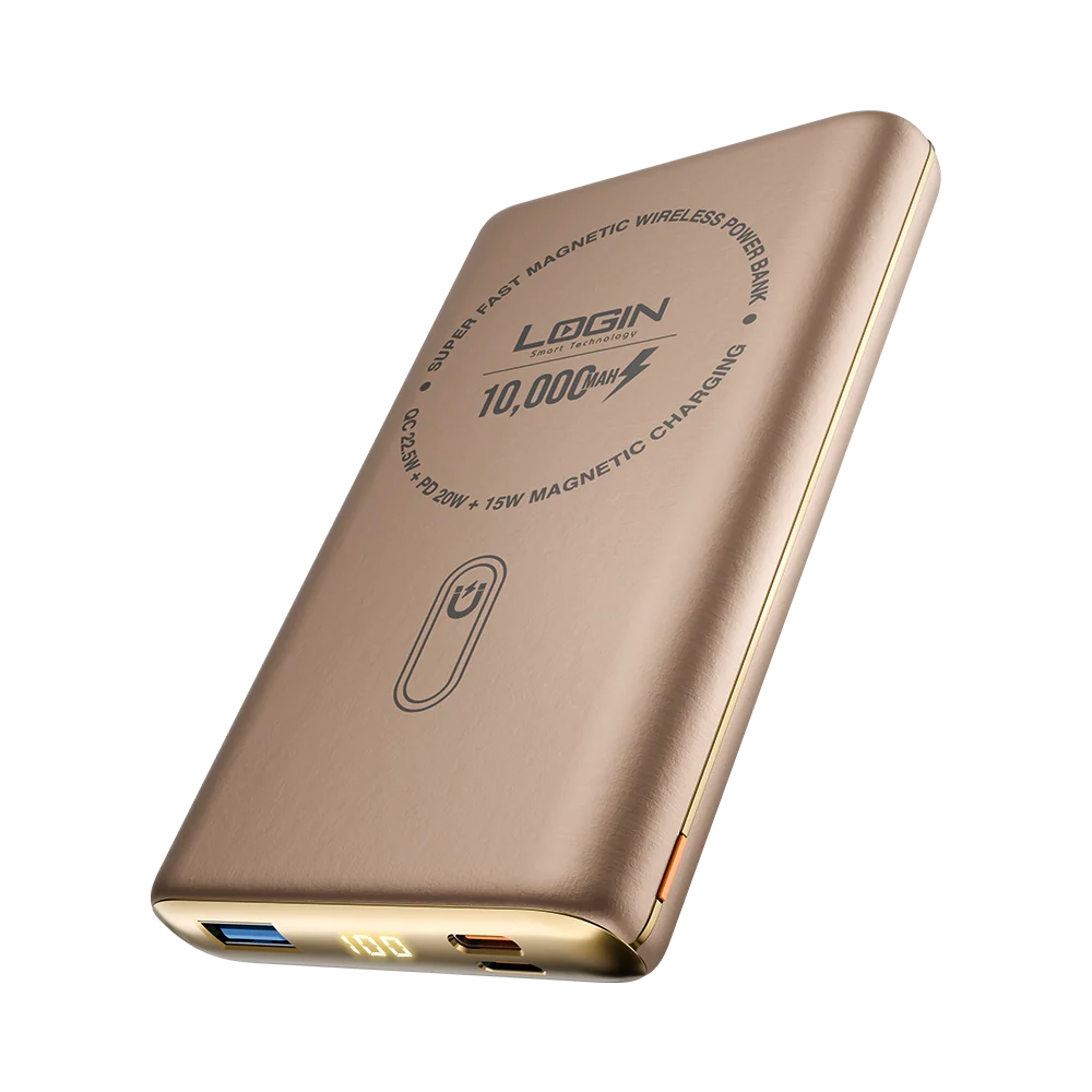 Login L-712 Magna | 10000mAh 22.5W | 15W Magsafe | Digital Display - Gold