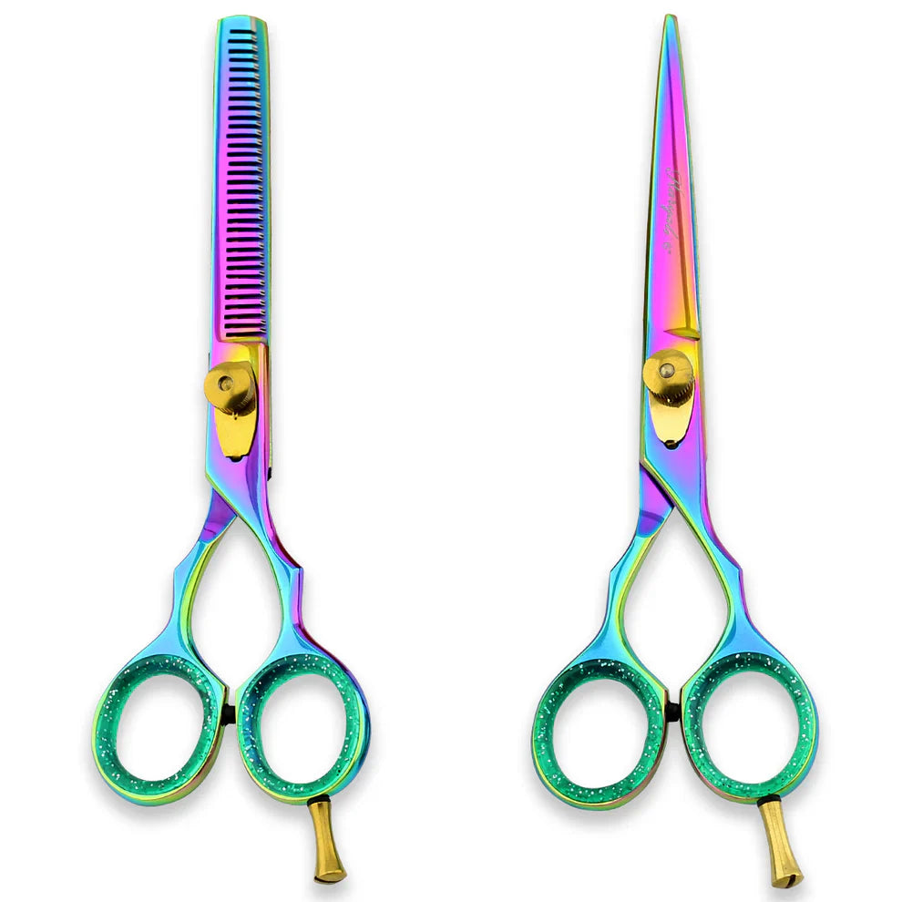 Personal Barber Kit with Multicolored 6 Inch Razor Scissors