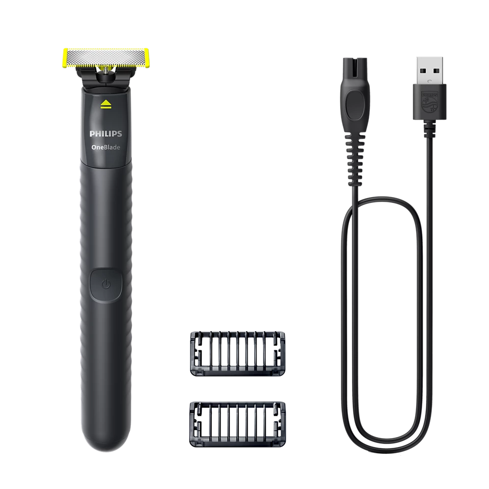 Philips One Blade Face Trimmer With 1 and 3 mm 2 Click On Stubble Combs, QP1424/10