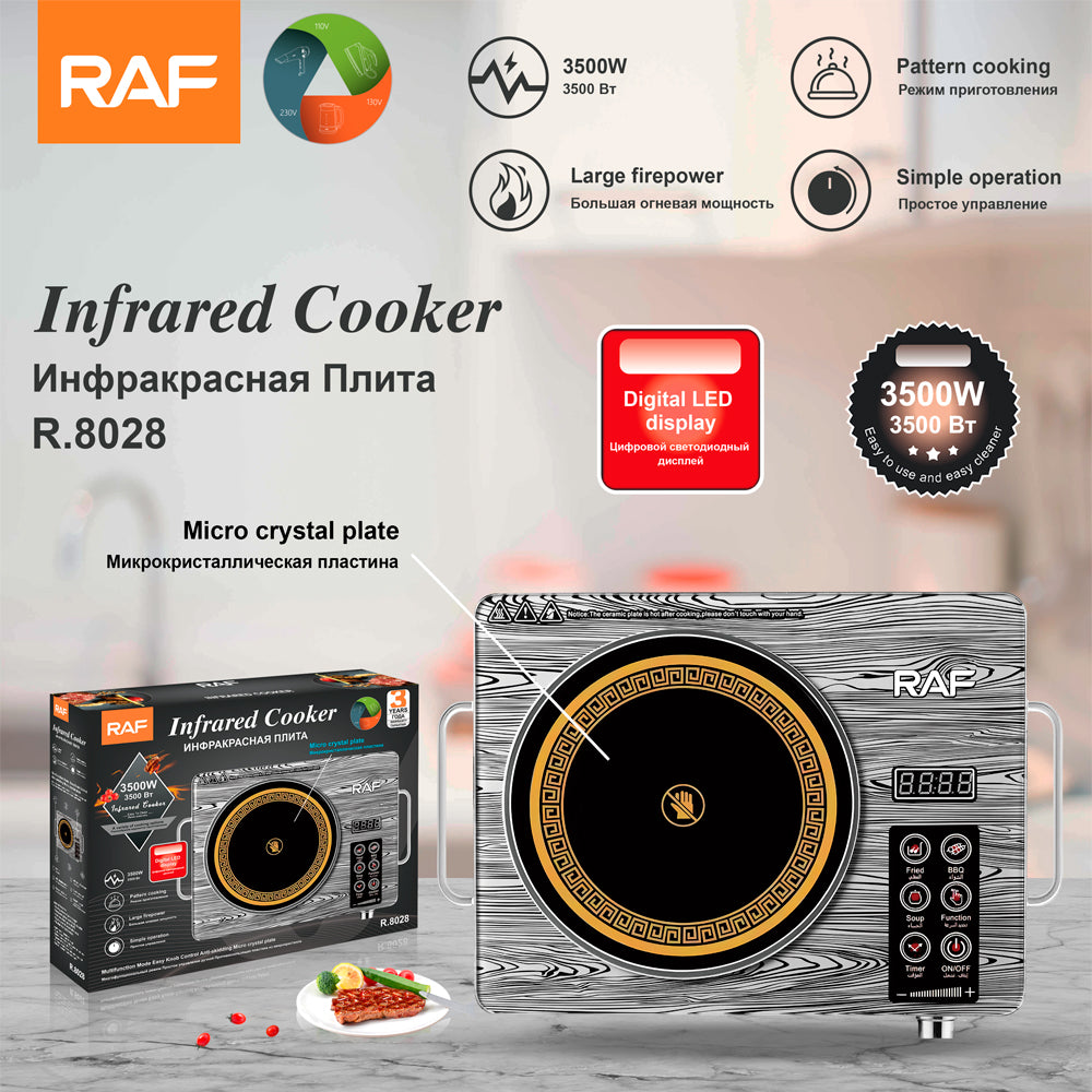 RAF 3500W Infrared Ceramic Cooker Portable Heating Uniform Cooking Display Screens