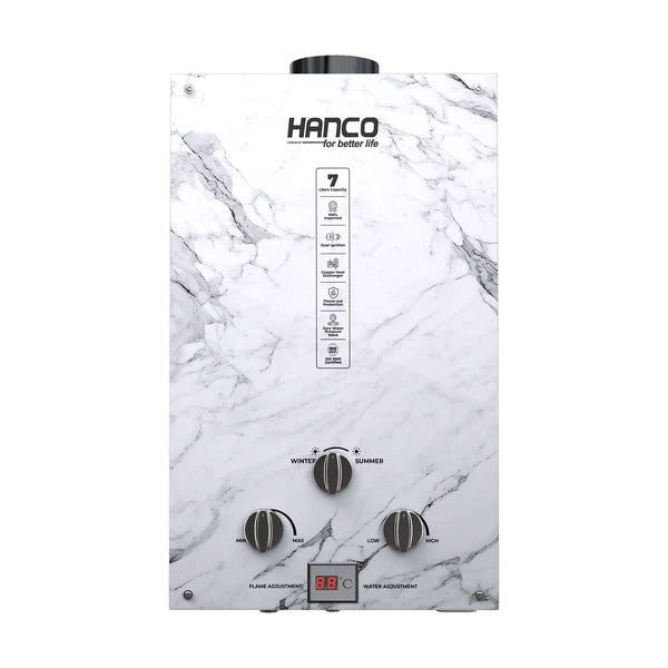 Hanco 7 Liters Instant Water Heater - Model 7G3 Dual Ignition - Gas Geyser