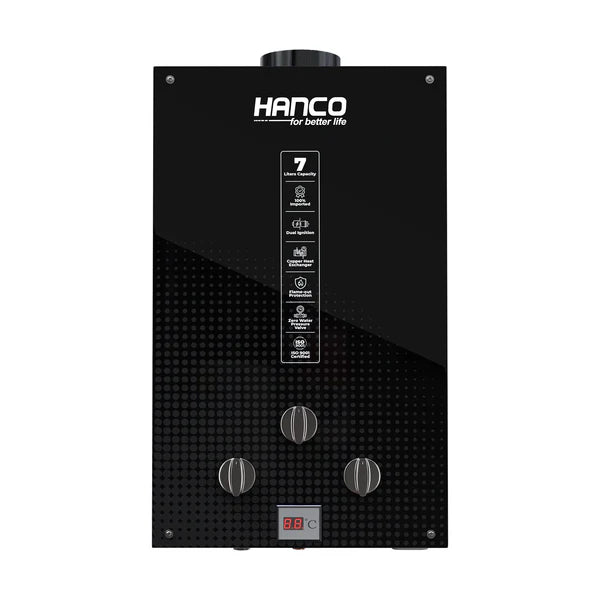 Hanco 7 Liters Instant Water Heater - Model 7G2 Dual Ignition - Gas Geyser