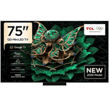 75-inch TCL QD-Mini LED TV with decorative design on screen