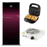 Dawlance Glass Door Refrigerator 11 CFT - 311LTR 9160 WB AVANTE + Imported Sandwich Maker & Electric Stove