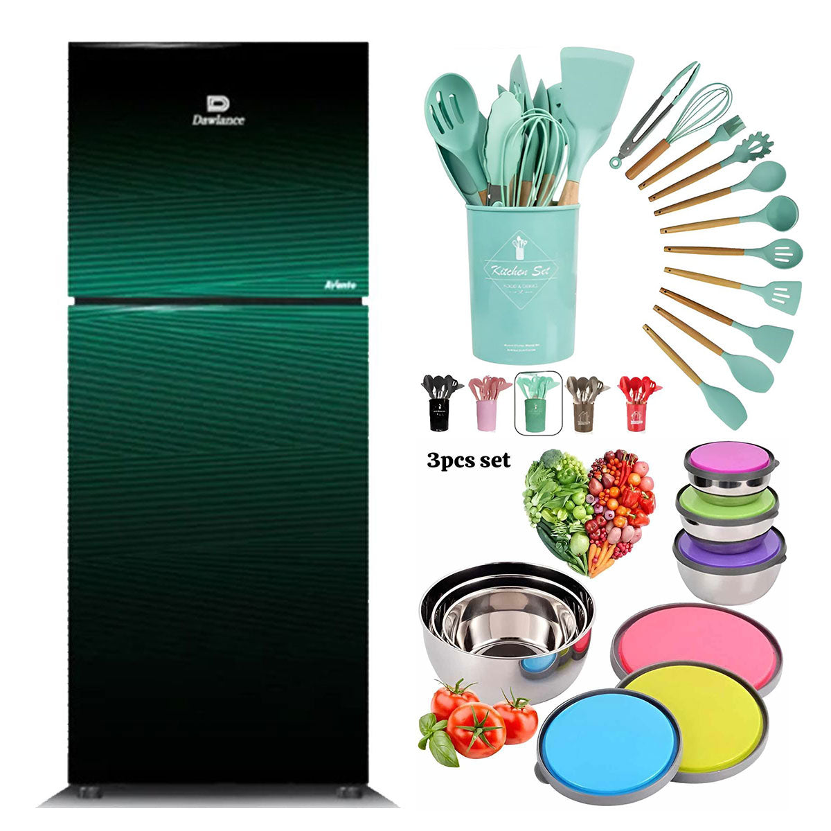 Dawlance Refrigerator 9173WB GD Avante 12 CFT + Kitchen Set & 3 Pcs Food Container