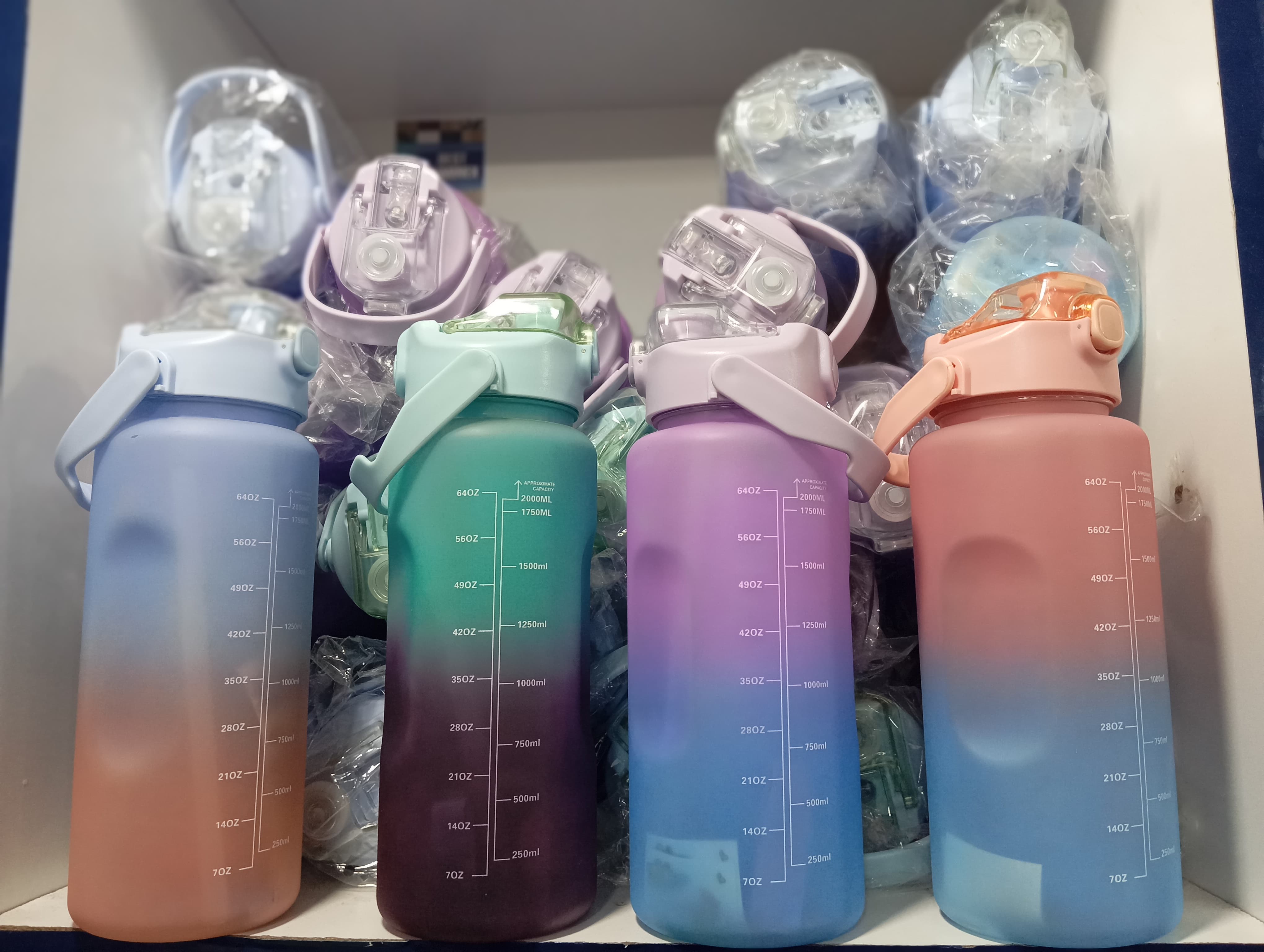 3-Piece Water Bottle Set with Straw - BPA-Free, Leak-Proof, Motivational Design - 2000ml, 700ml, 270ml Water Bottles for Gym, Work, School, and Outdoor Adventures |