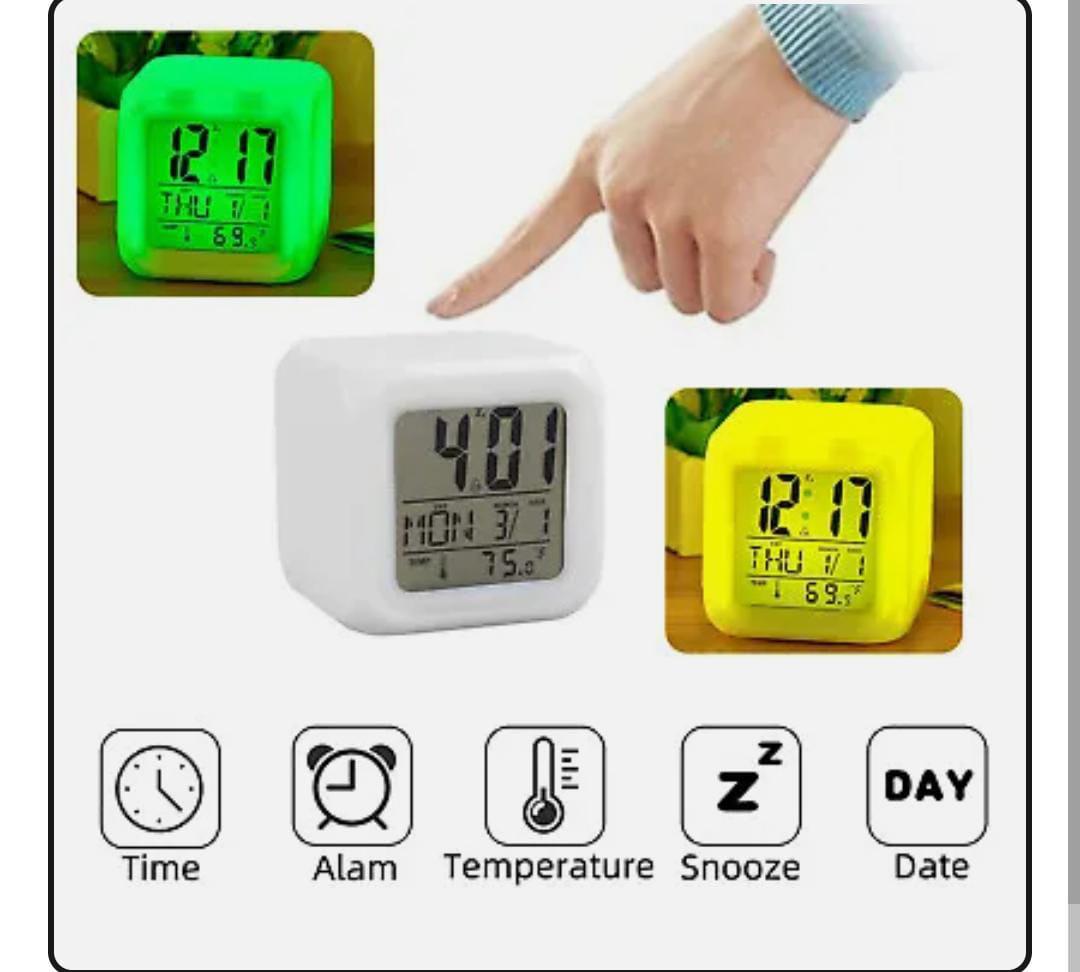 Study Alarm Clock LED Change Digital Glowing Night Light Bedroom