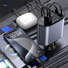 Car Charger Retractable 120W 4-in-1 Phone Charger 2.6m Fast Charging Cables and Charging Adapter Compatible with iPhone/iPad/Galaxy/Google/Huawei (Lightning + Type C)