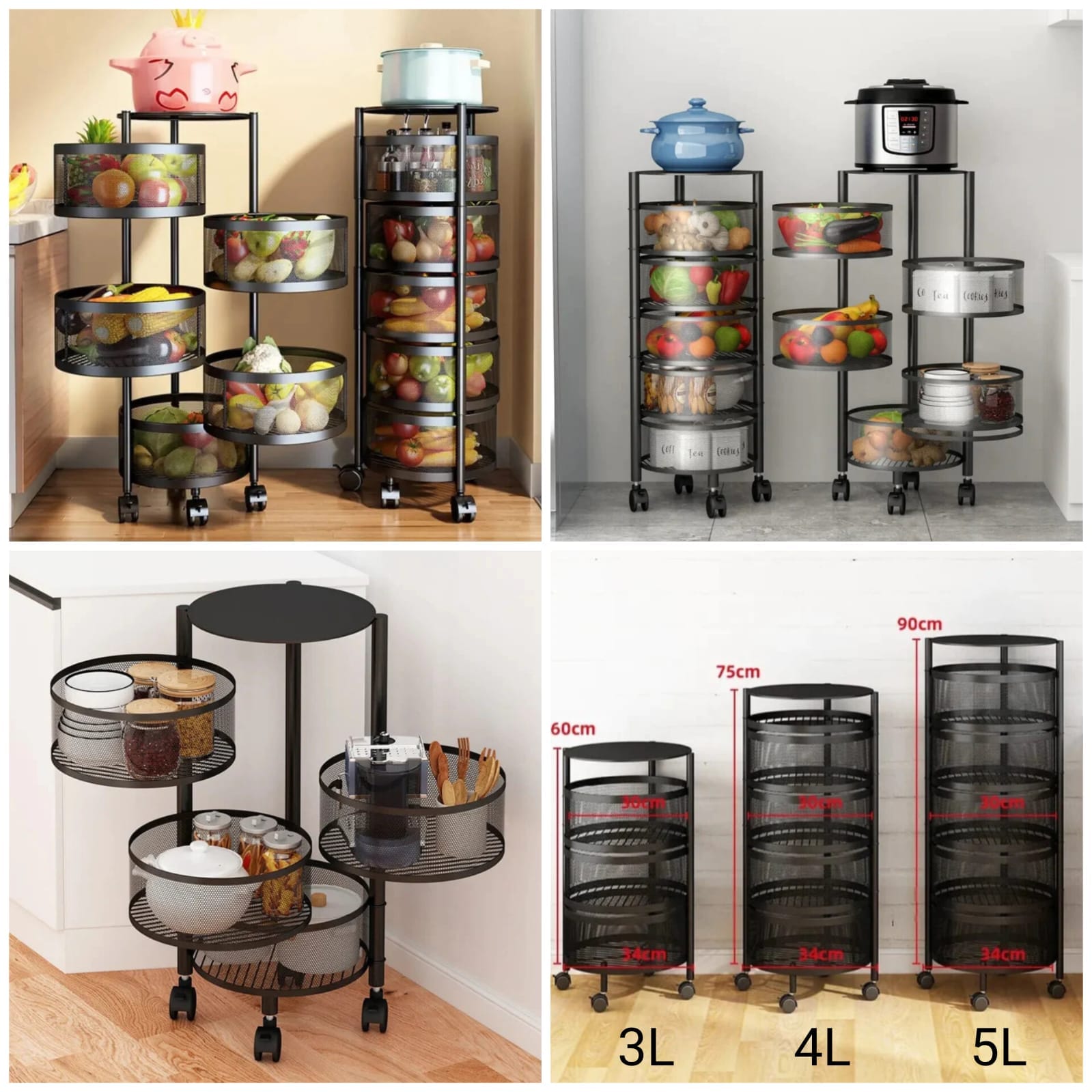 Rotating Round Kitchen Storage Trolley – Surmawala Website