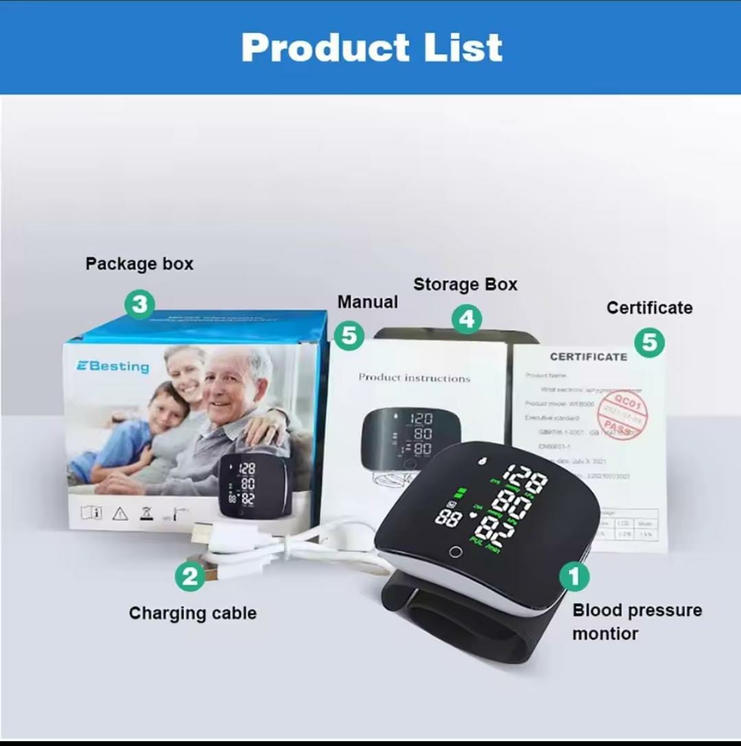 Rechargeable Wrist Blood Pressure Monitor