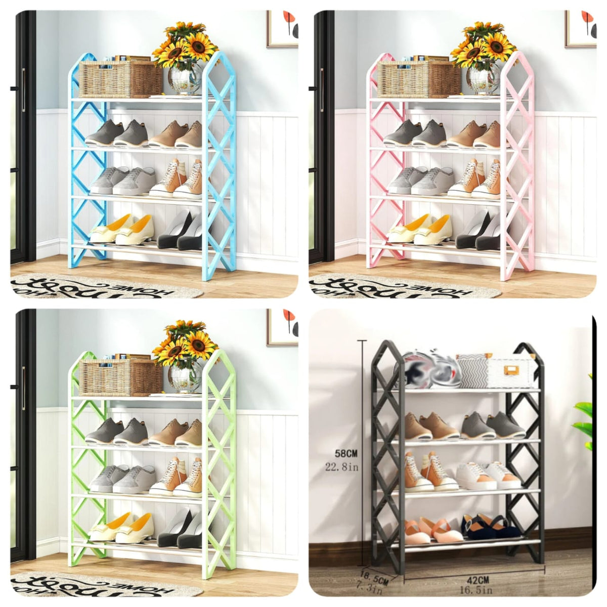 Diamond Shape 4-Layer Shoes rack