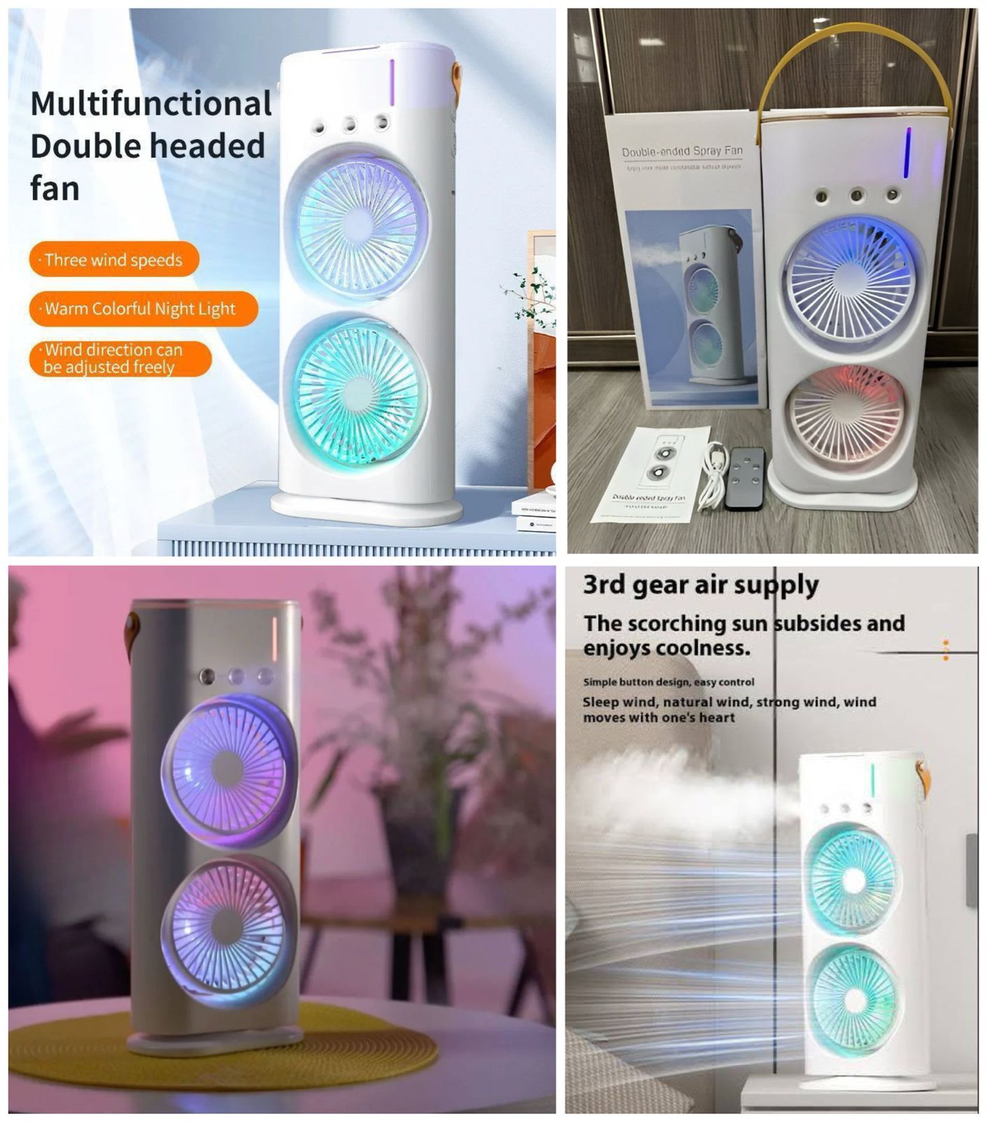 Rotating, Rechargeable, Mist Fan with Lightening Effects and Wireless ...