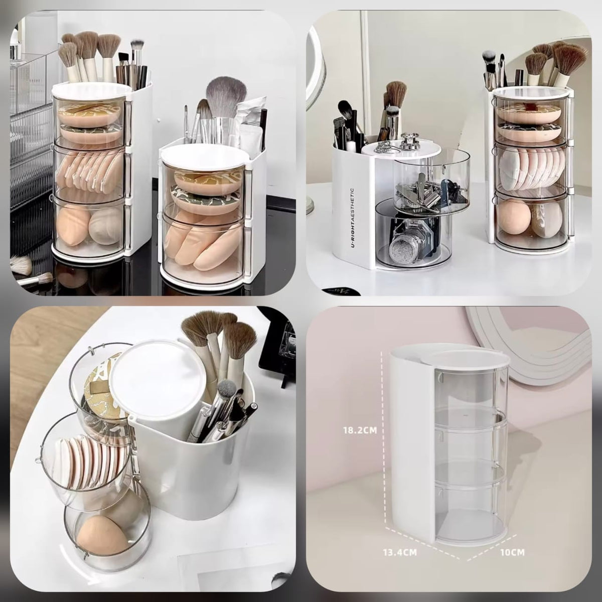 3 Layer Rotating Makeup Brush Organizer