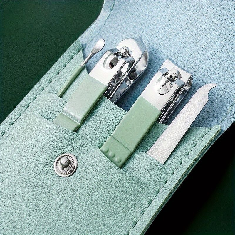 4 in1 Pocket Manicure Pedicure Kit with Leather Pouch