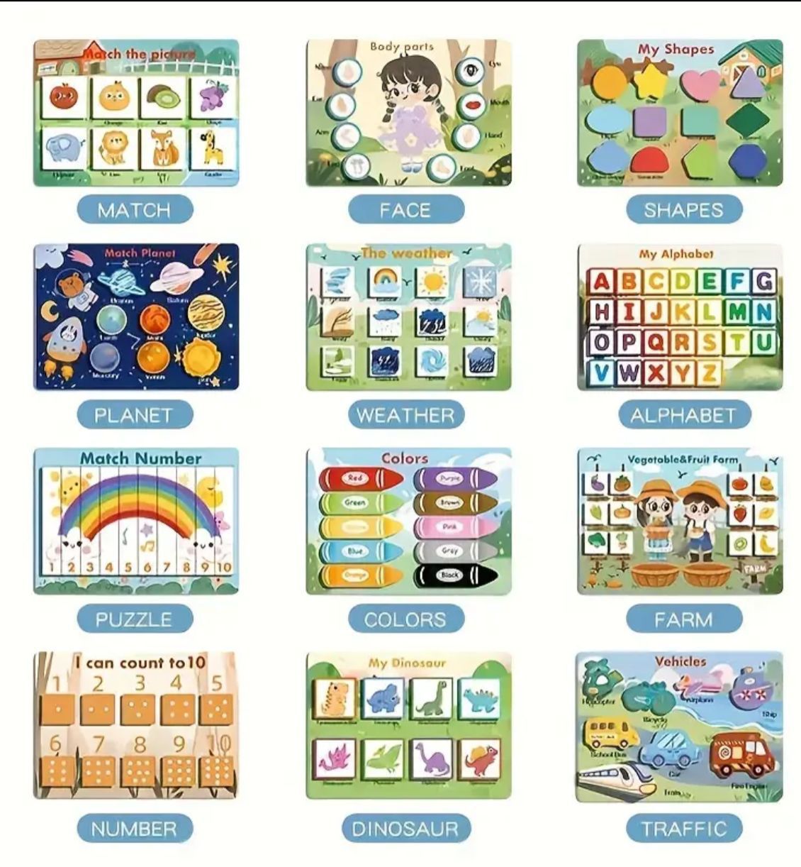 Kids Montessori Busy Book with Reusable Stickers Patches