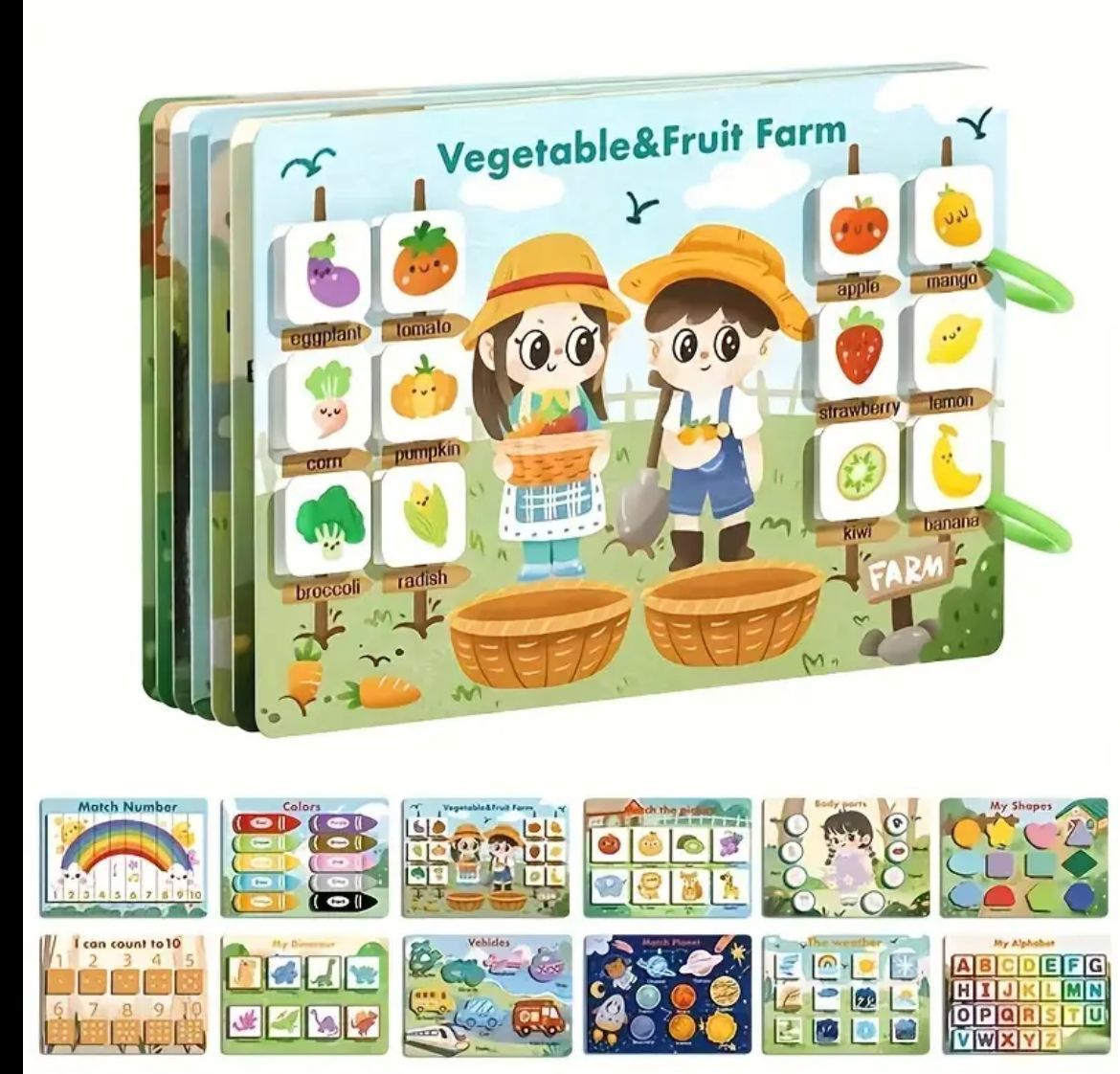 Kids Montessori Busy Book with Reusable Stickers Patches