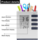 Digital LCD Screen Alarm Clock, Calendar with Pen Holder for Office & home