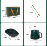Cup Warmer Heater Set With Ceramic Mug & Tea Spoon