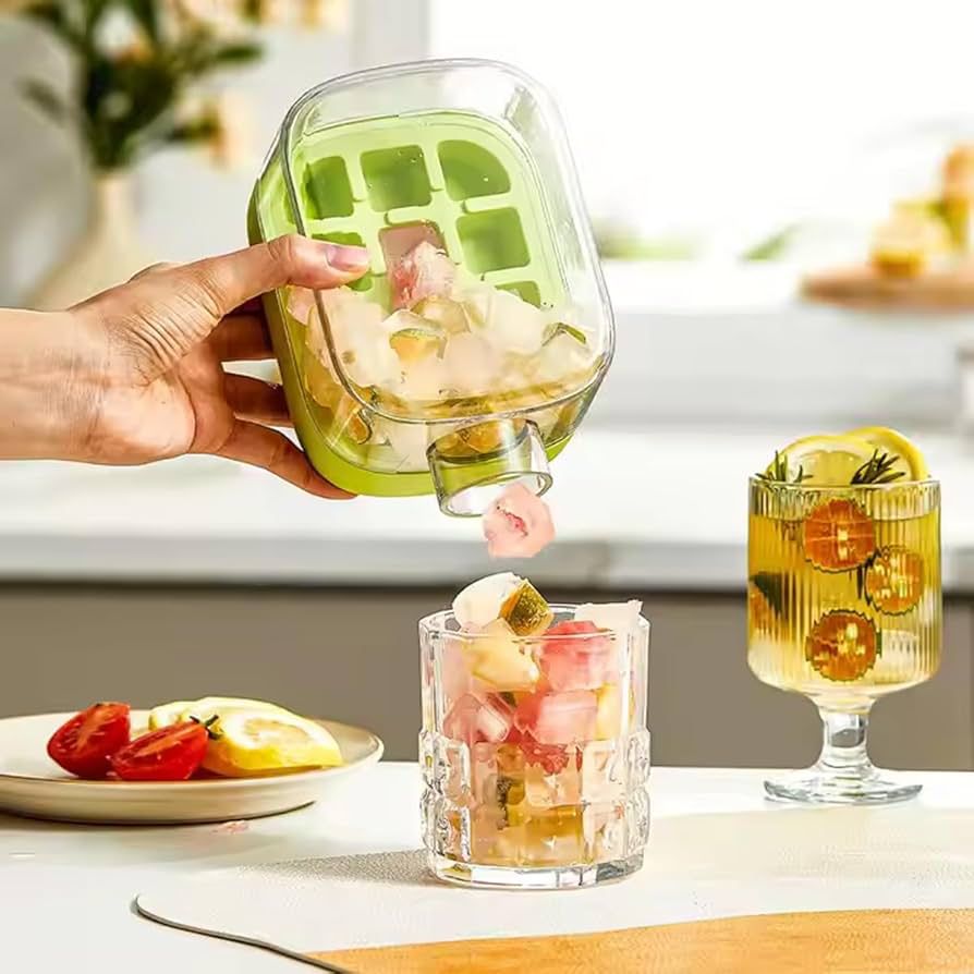 2-in-1 Silicone Ice Cube Water Bottle with Lid & Straw 500 ml - ice Cube Mold