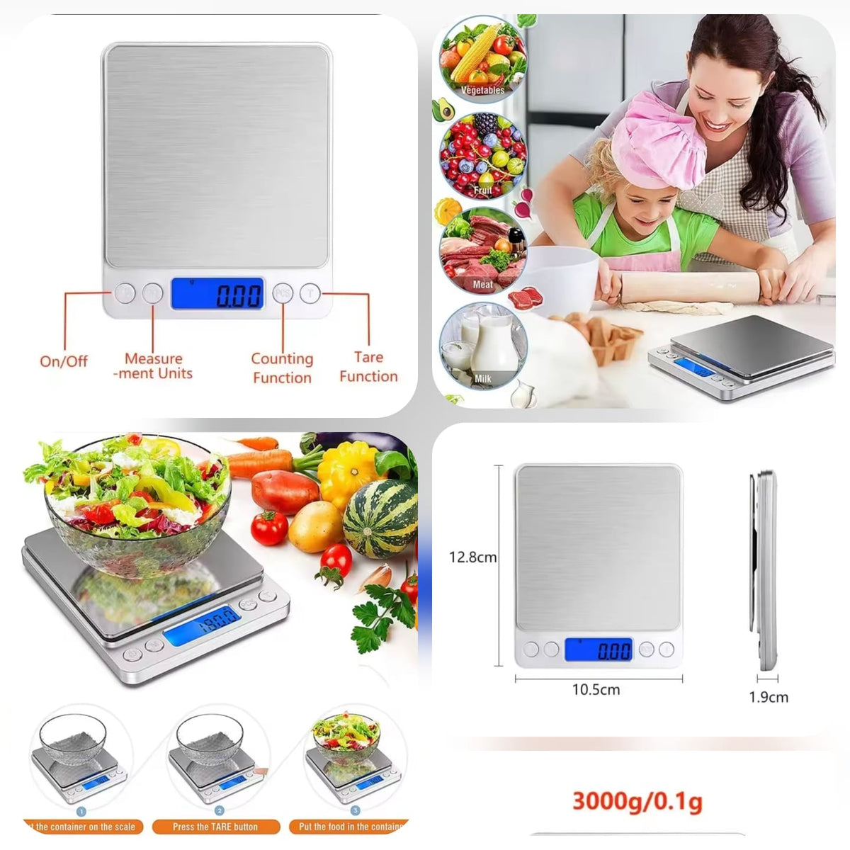 Digital Kitchen Scale with LCD Display