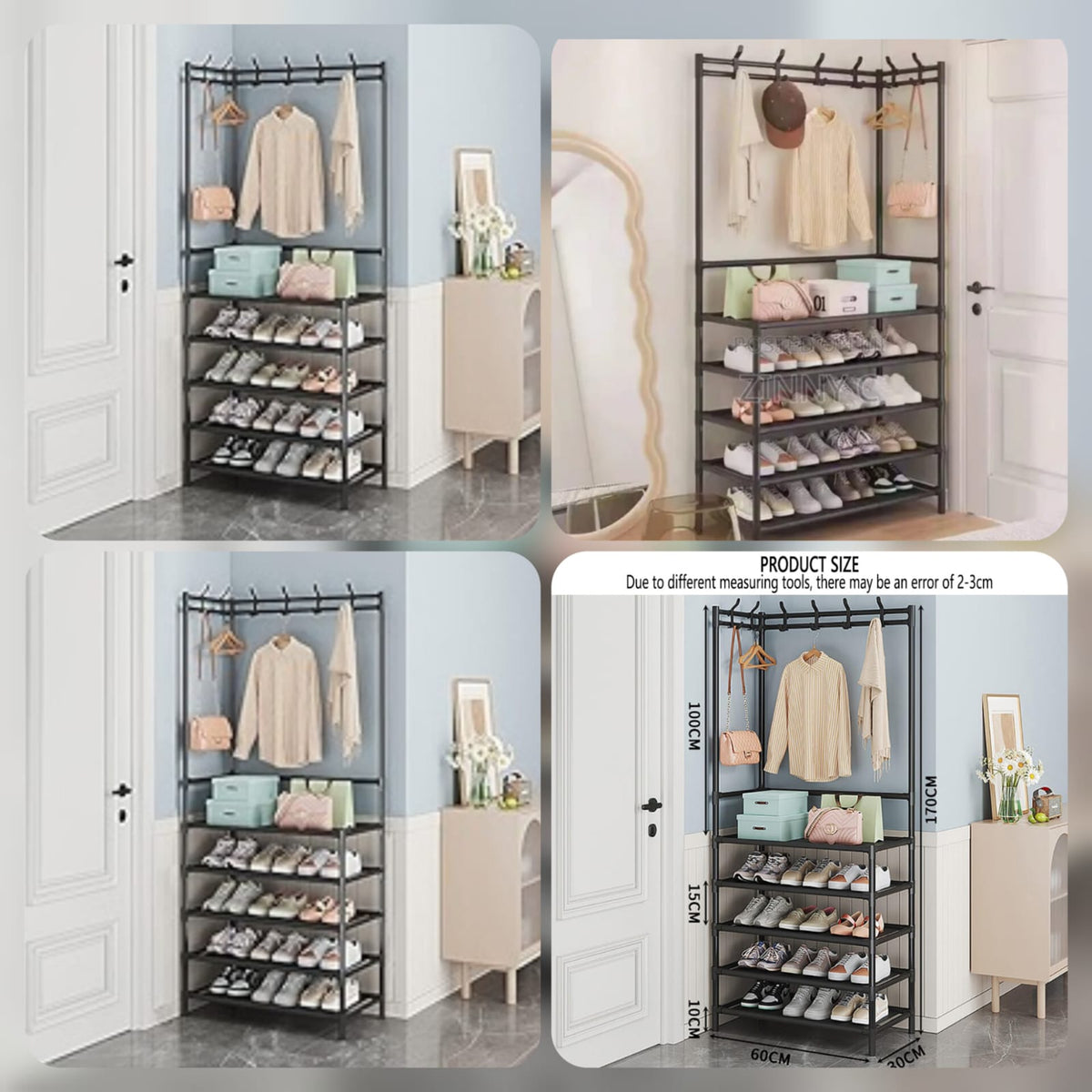 Attachable Corner Coat Hanger With 5 layer  Shoes Rack