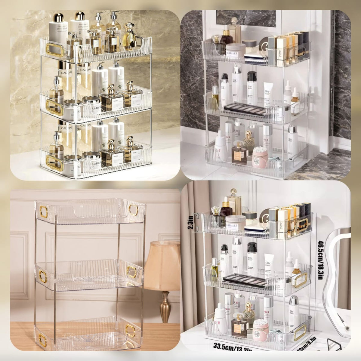 Acrylic 3Layer Desktop Trolly
