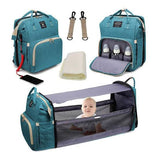 Baby Bag & Convertible Travel Bed (Backpack, Mattress, Hook Belts)