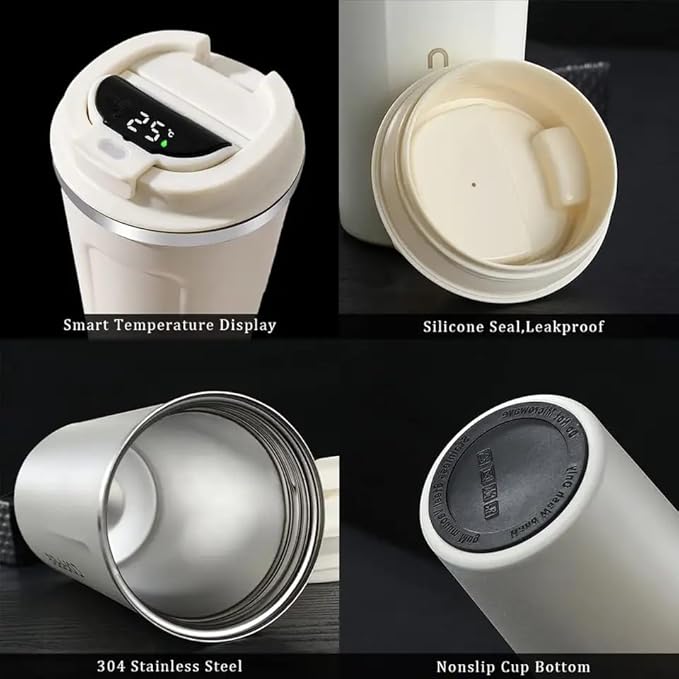 Temperature Display Direct Sip Stainless Steel Hot and Cold Coffee Cup ( 510ml )