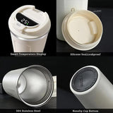 Temperature Display Direct Sip Stainless Steel Hot and Cold Coffee Cup ( 510ml )