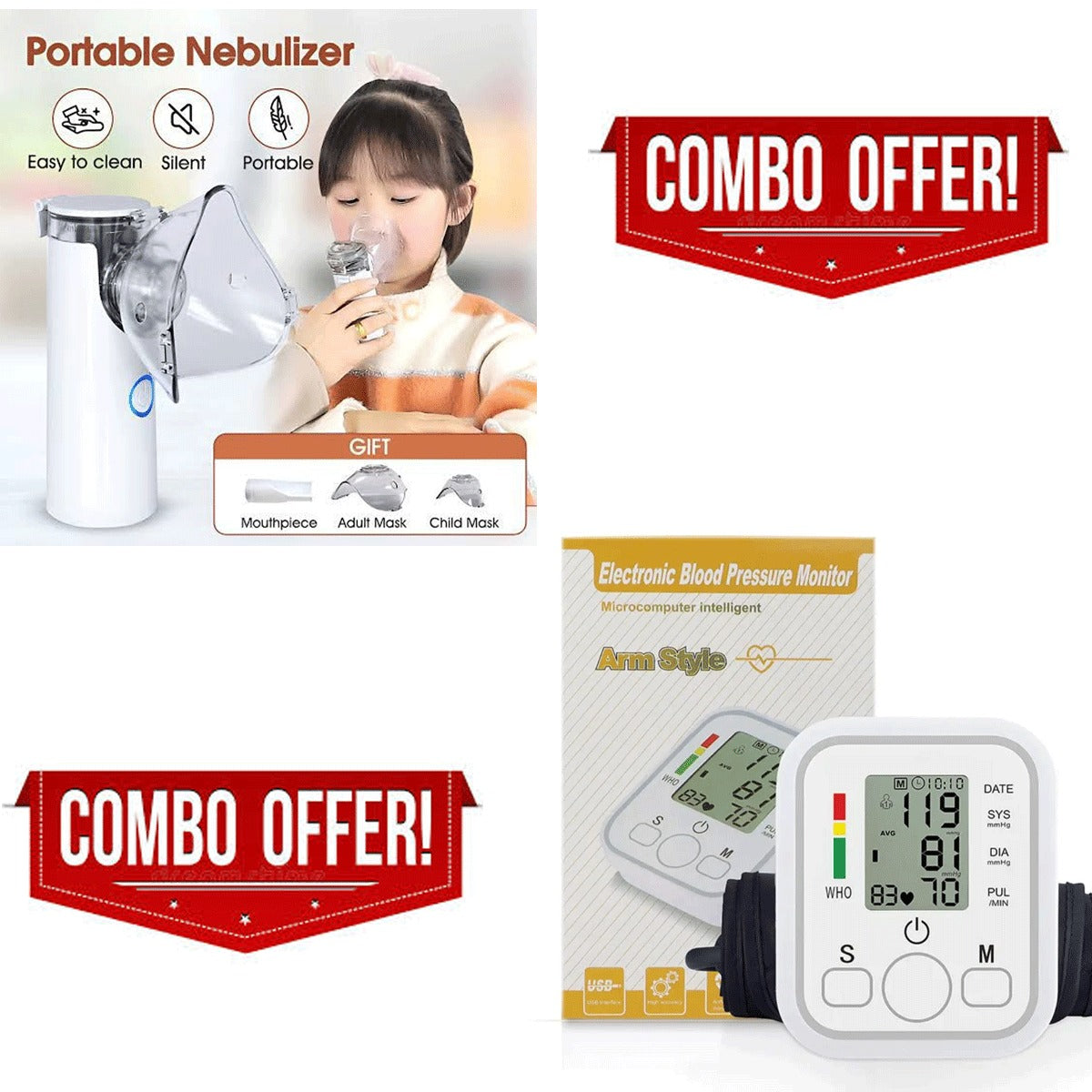 2 in 1 - Portable Mesh Nebulizer + Digital Blood Pressure Monitor