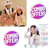 2 in 1 - Moving rabbit ears head band + Moving Bunny Ears hat with lights