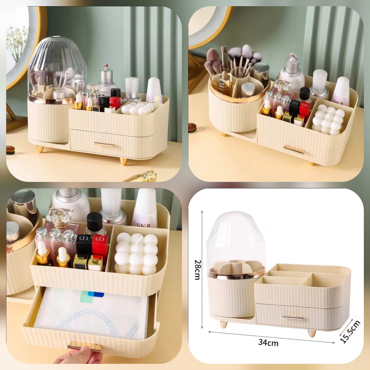Luxury Cosmetic With Make-up Brushes Organizer