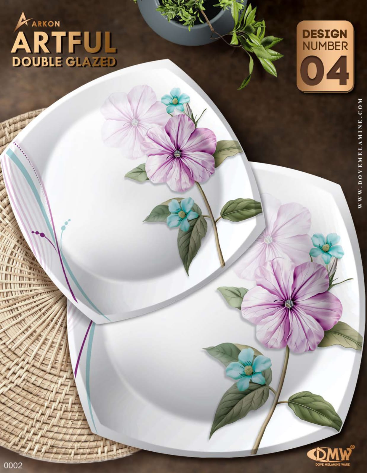 ArkON Artful Double Glazed 75 Pieces Dinner Set – 8 Persons Premium Melamine Dinnerware Set