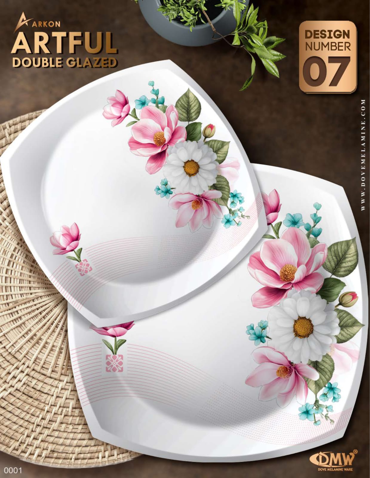 ArkON Artful Double Glazed 75 Pieces Dinner Set – 8 Persons Premium Melamine Dinnerware Set