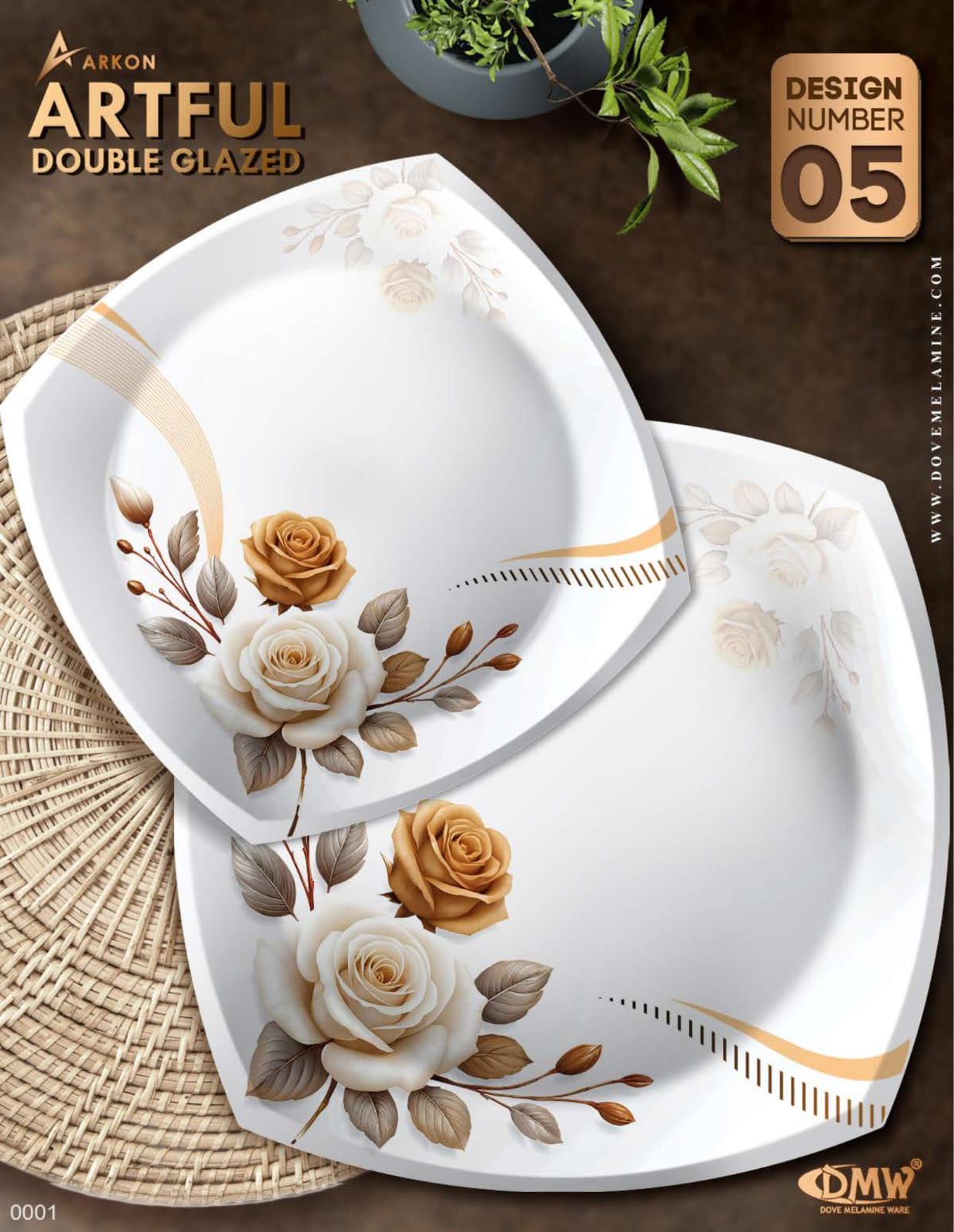 ArkON Artful Double Glazed 75 Pieces Dinner Set – 8 Persons Premium Melamine Dinnerware Set